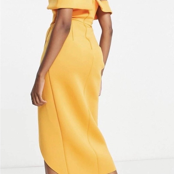 ASOS Yellow Draped Midi Dress - Picture 3 of 4
